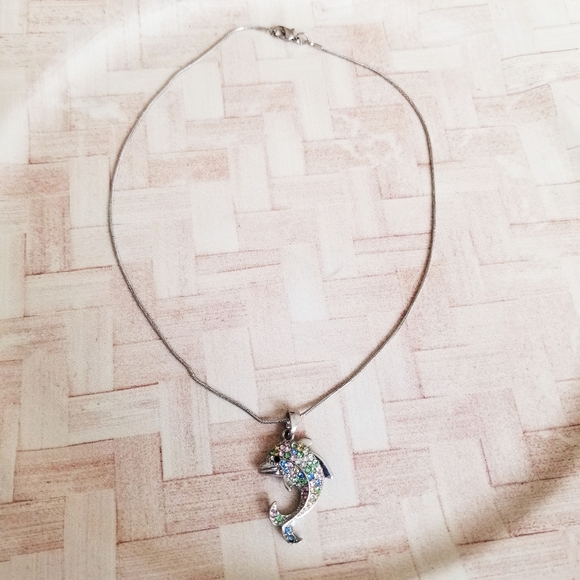 Dolphin Rhinestone Necklace - Picture 8 of 10
